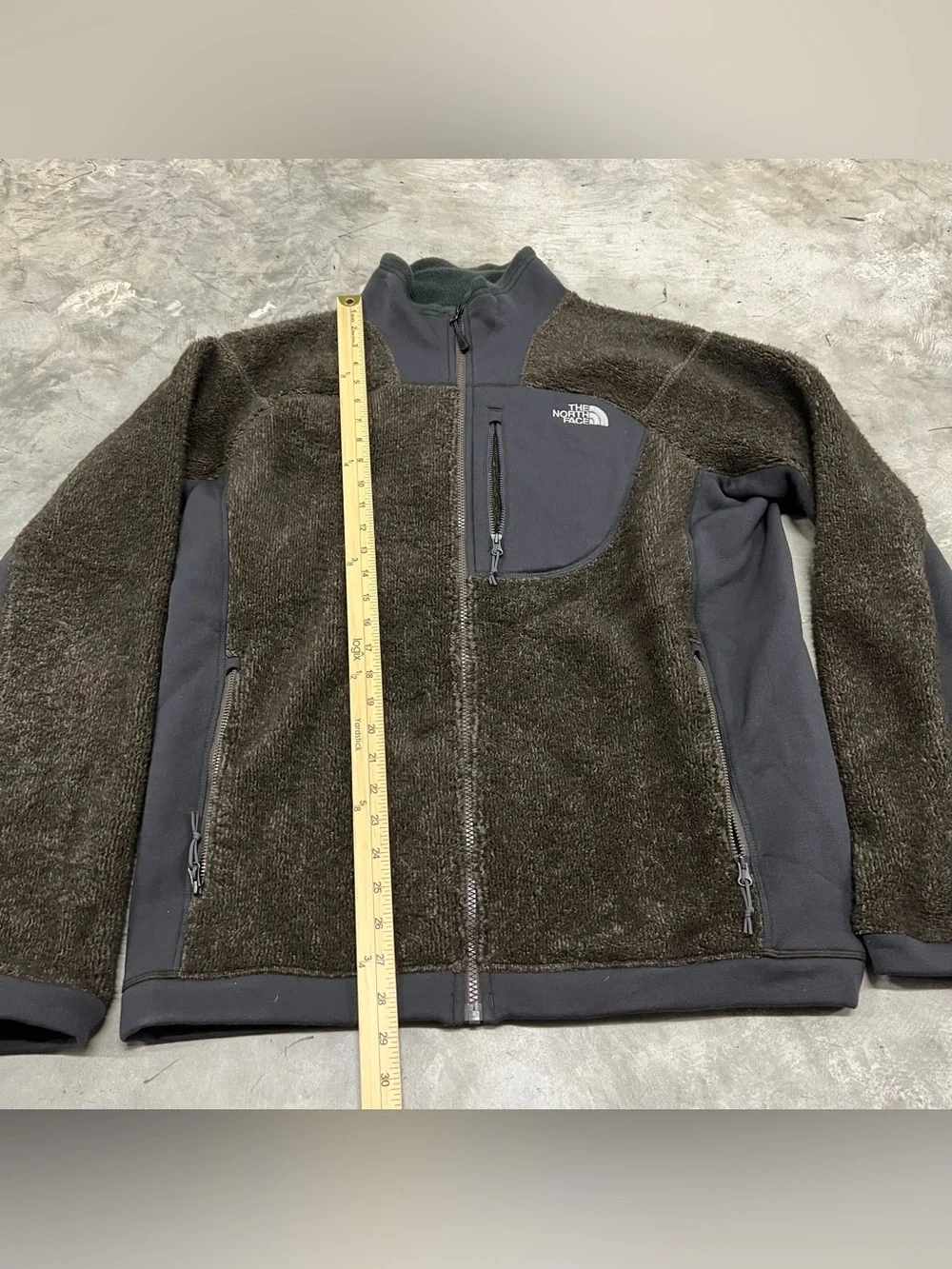 North Face Jacket Mens Large Brown Gray Polartec Thermal Pro Full Zip Outdoors